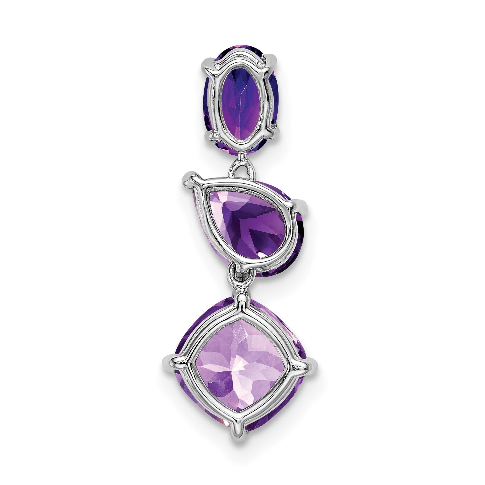 14k White Gold Oval/Pear/Cushion Amethyst Chain Slide
