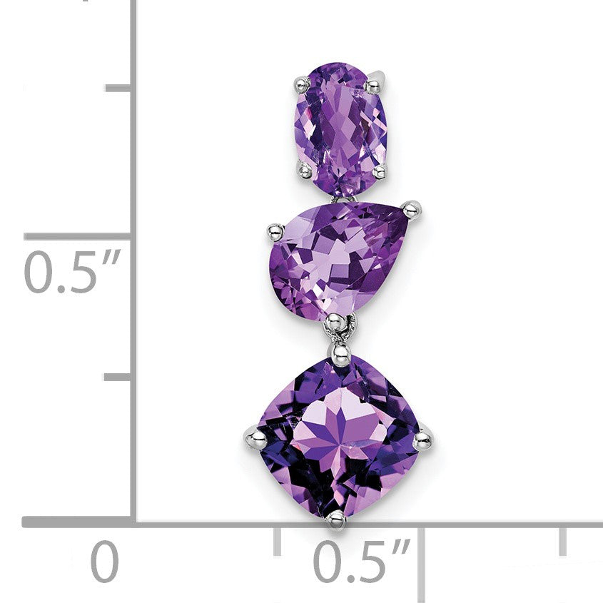 14k White Gold Oval/Pear/Cushion Amethyst Chain Slide