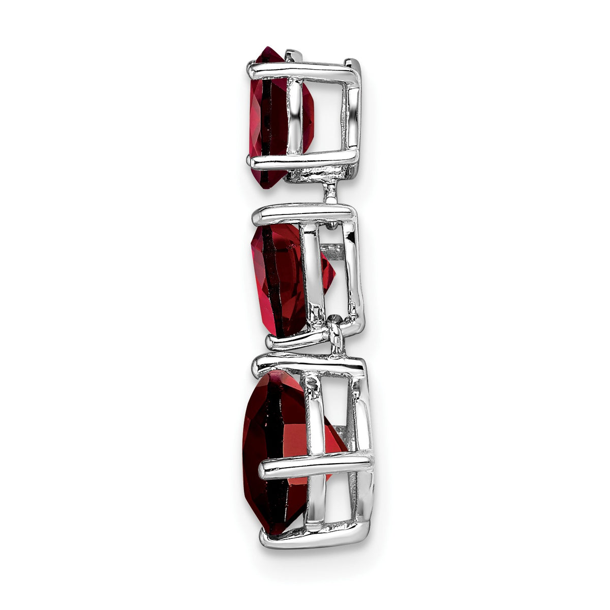 14k White Gold Oval/Pear/Cushion Garnet Chain Slide