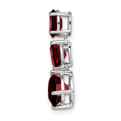 14k White Gold Oval/Pear/Cushion Garnet Chain Slide