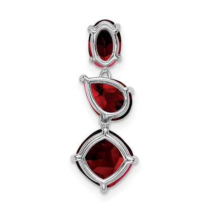 14k White Gold Oval/Pear/Cushion Garnet Chain Slide