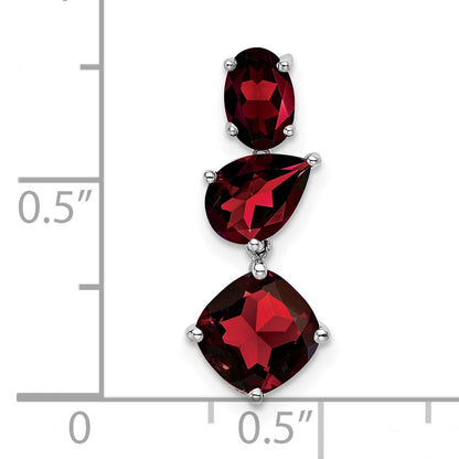 14k White Gold Oval/Pear/Cushion Garnet Chain Slide