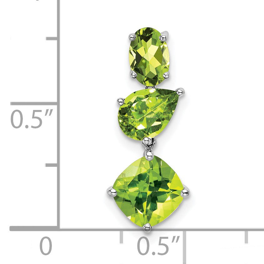14k White Gold Oval/Pear/Cushion Peridot Chain Slide
