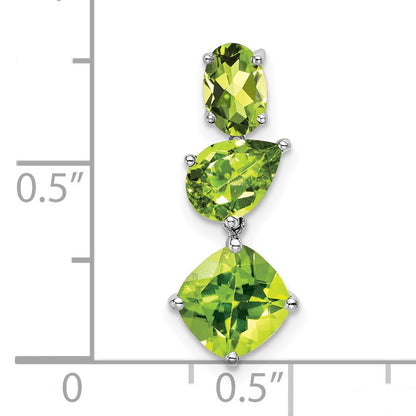 14k White Gold Oval/Pear/Cushion Peridot Chain Slide