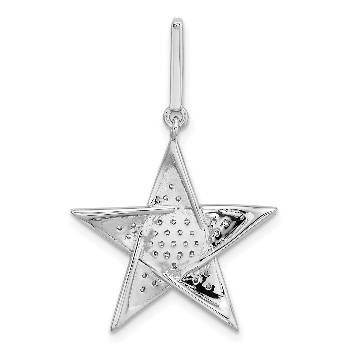 14k White Gold Polished 1/4 carat Diamond Star Pendant