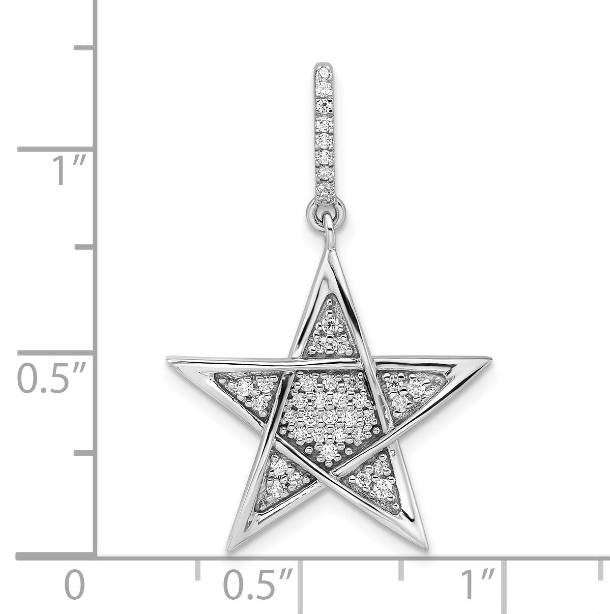 14k White Gold Polished 1/4 carat Diamond Star Pendant