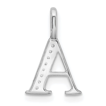 14K White Gold Diamond Letter A Initial Pendant