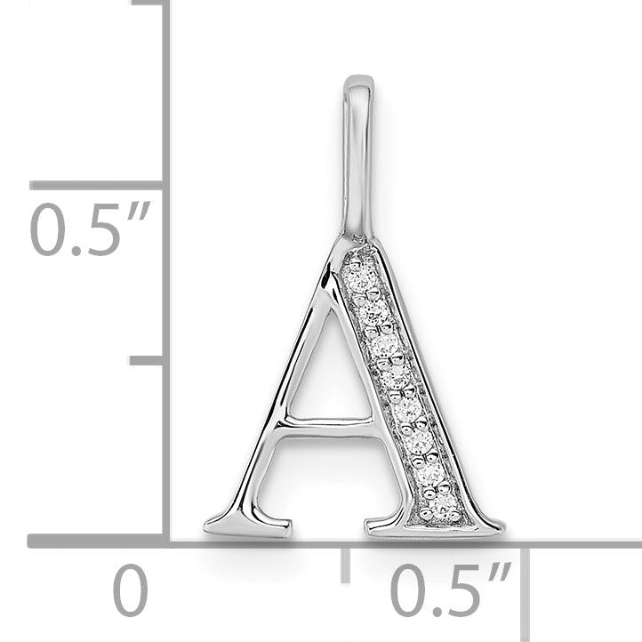 14K White Gold Diamond Letter A Initial Pendant