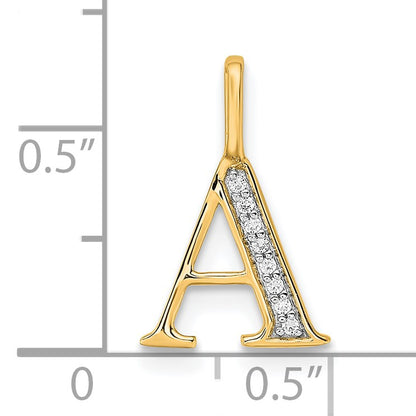 14K Diamond Letter A Initial Pendant