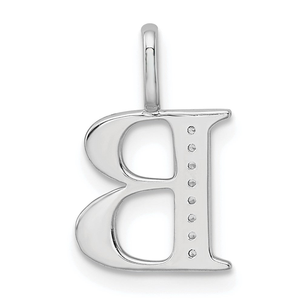 14K White Gold Diamond Letter B Initial Pendant