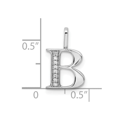 14K White Gold Diamond Letter B Initial Pendant