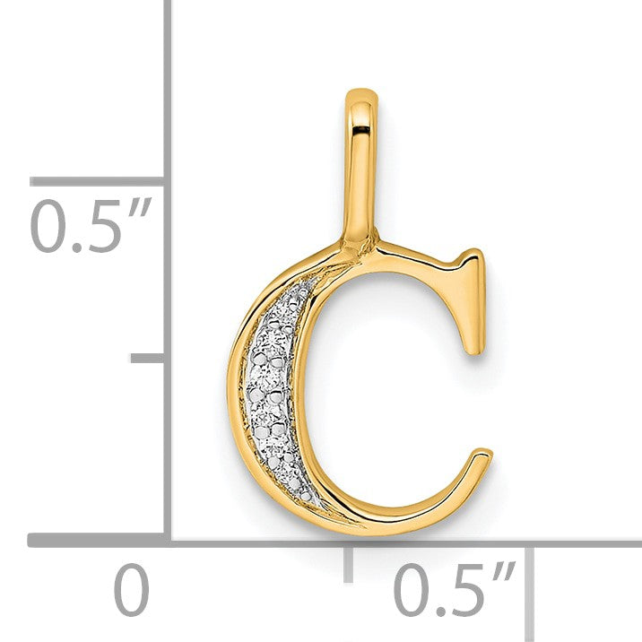 14k Diamond Letter C Initial Pendant