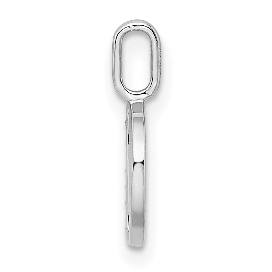 14K White Gold Diamond Letter D Initial Pendant