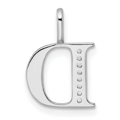 14K White Gold Diamond Letter D Initial Pendant