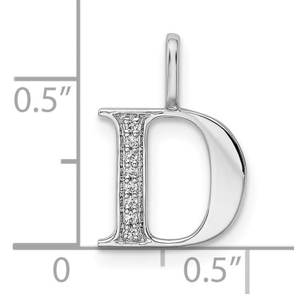 14K White Gold Diamond Letter D Initial Pendant