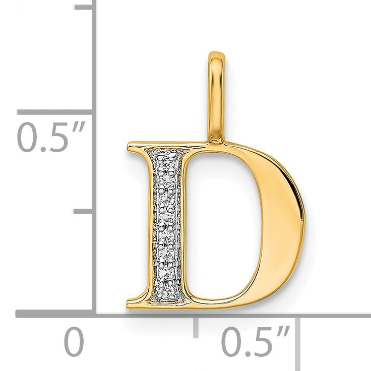 14K Diamond Letter D Initial Pendant