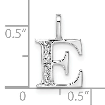 14K White Gold Diamond Letter E Initial Pendant