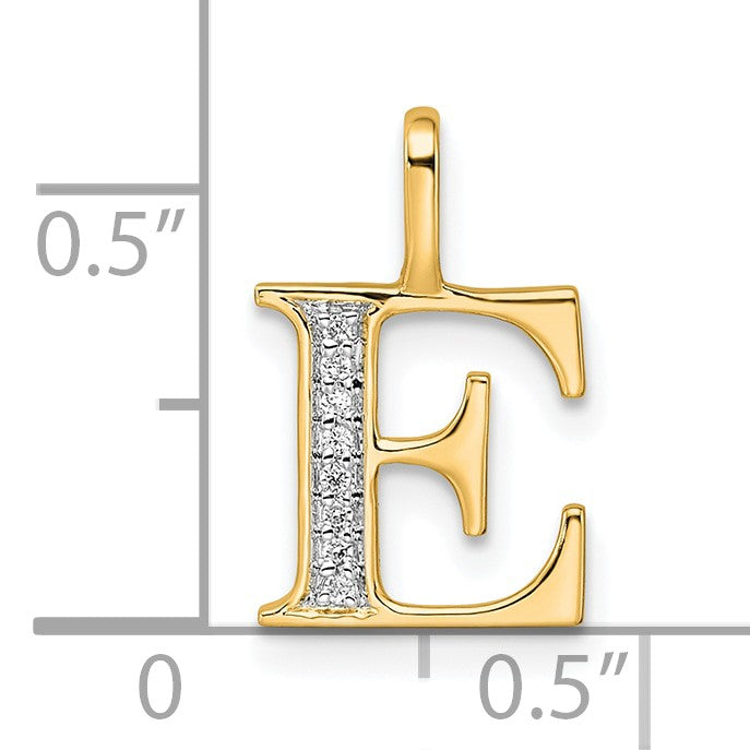 14k Diamond Letter E Initial Pendant