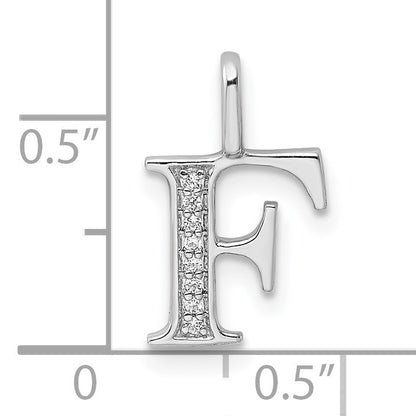14K White Gold Diamond Letter F Initial Pendant