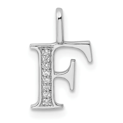 14K White Gold Diamond Letter F Initial Pendant