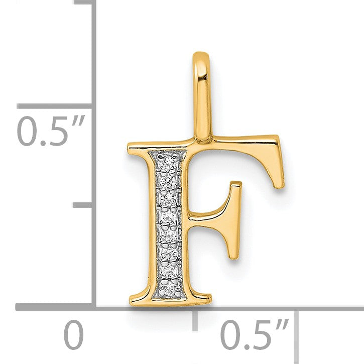 14k Diamond Letter F Initial Pendant