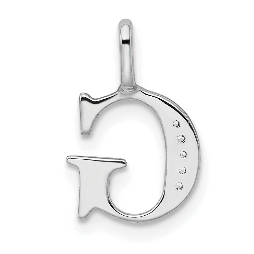 14K White Gold Diamond Letter G Initial Pendant