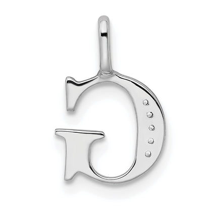 14K White Gold Diamond Letter G Initial Pendant