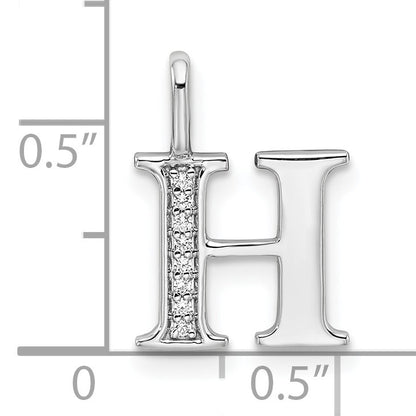 14K White Gold Diamond Letter H Initial Pendant