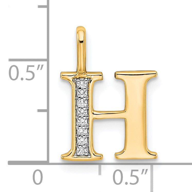 14k Diamond Letter H Initial Pendant