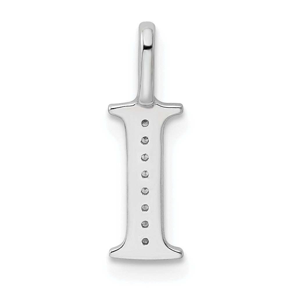 14K White Gold Diamond Letter I Initial Pendant