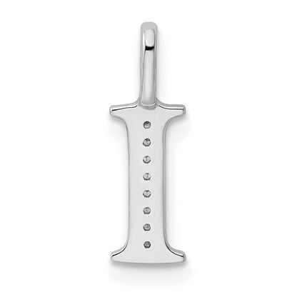14K White Gold Diamond Letter I Initial Pendant
