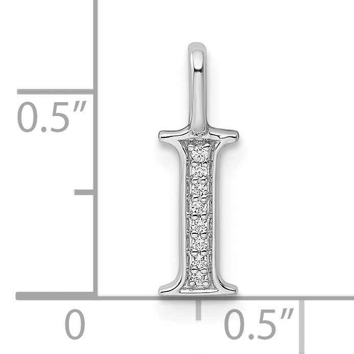 14K White Gold Diamond Letter I Initial Pendant
