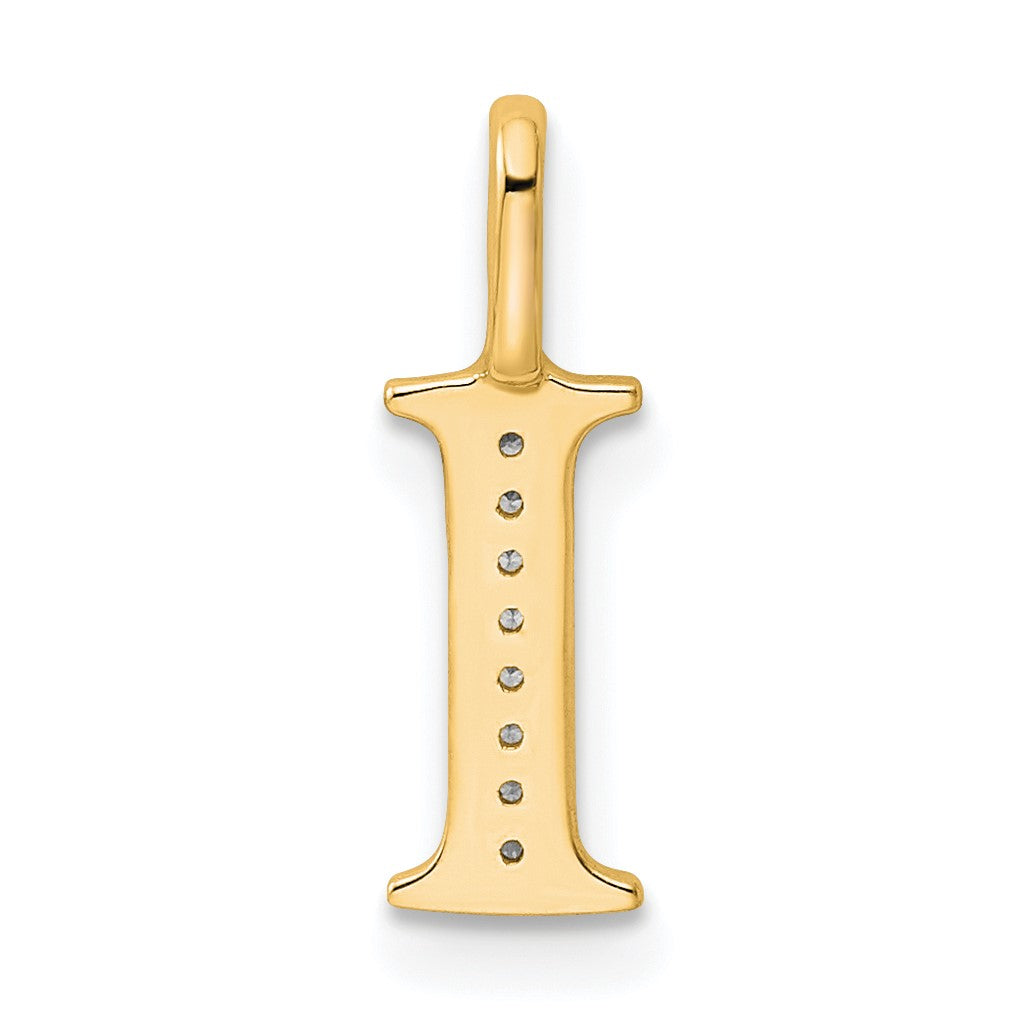 14k Diamond Letter I Initial Pendant