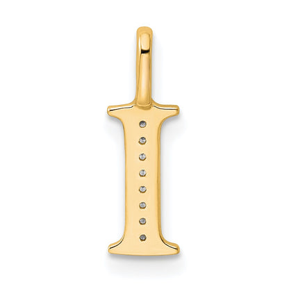 14k Diamond Letter I Initial Pendant
