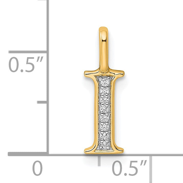 14k Diamond Letter I Initial Pendant