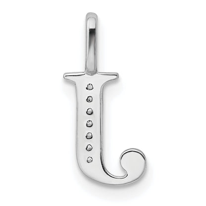 14K White Gold Diamond Letter J Initial Pendant