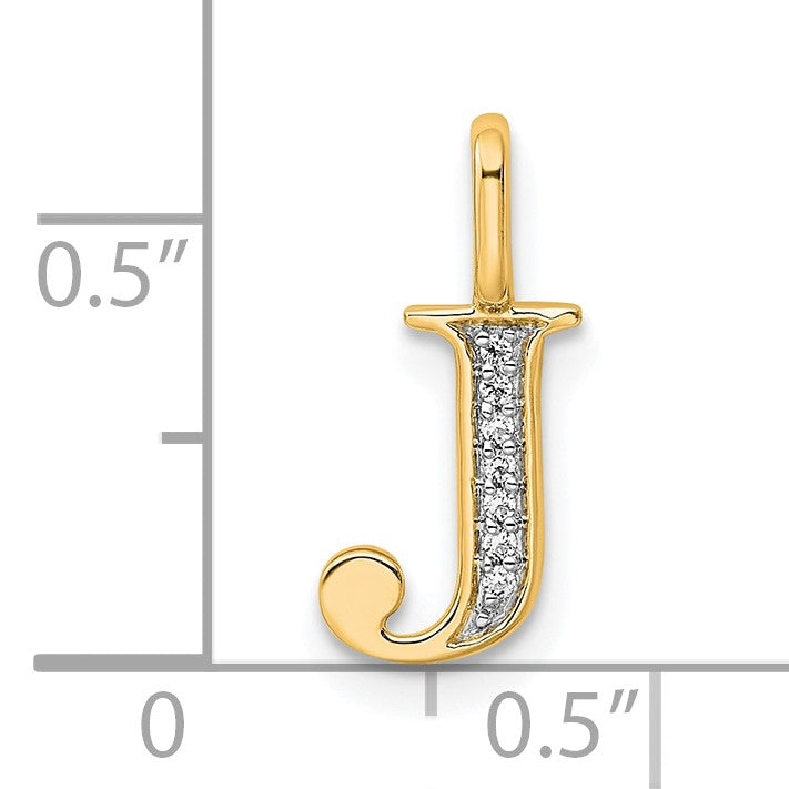 14K Diamond Letter J Initial Pendant