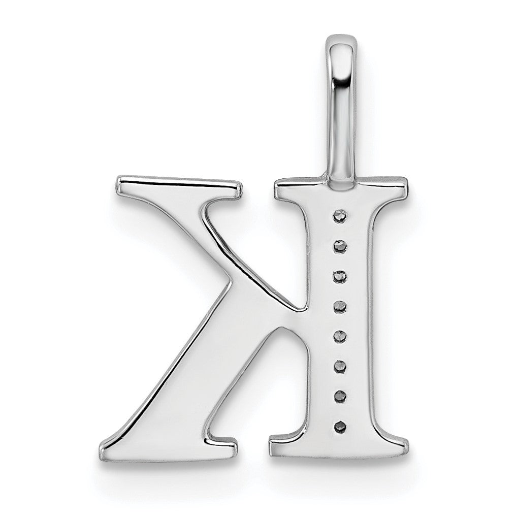 14K White Gold Diamond Letter K Initial Pendant