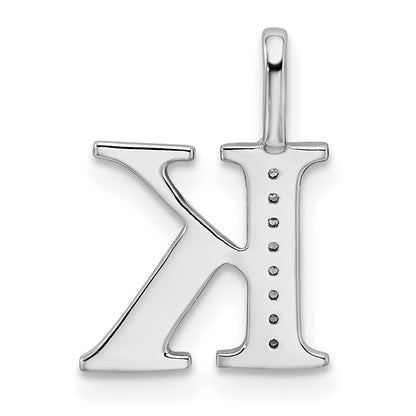 14K White Gold Diamond Letter K Initial Pendant