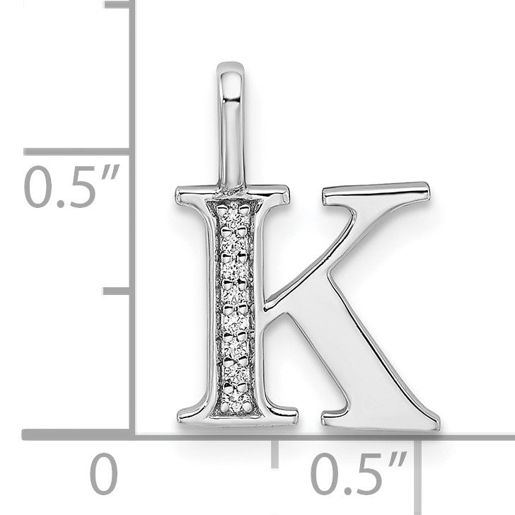 14K White Gold Diamond Letter K Initial Pendant