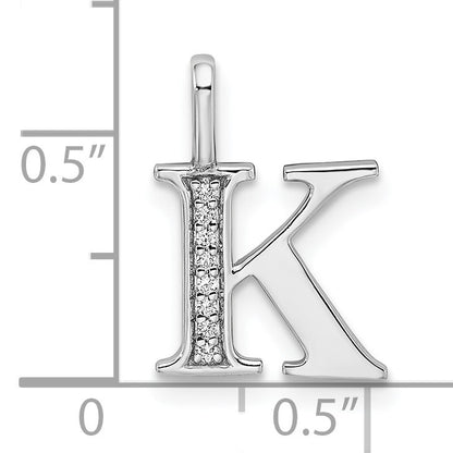 14K White Gold Diamond Letter K Initial Pendant