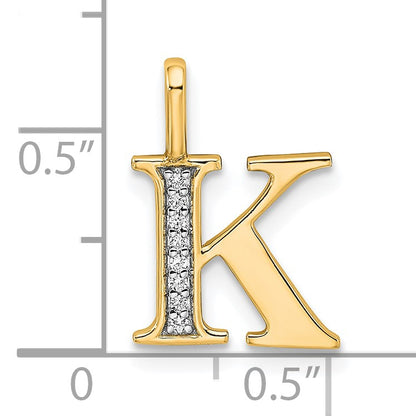 14k Diamond Letter K Initial Pendant