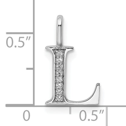 14K White Gold Diamond Letter L Initial Pendant