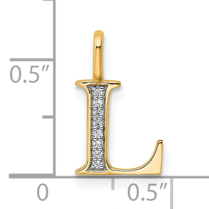 14k Diamond Letter L Initial Pendant