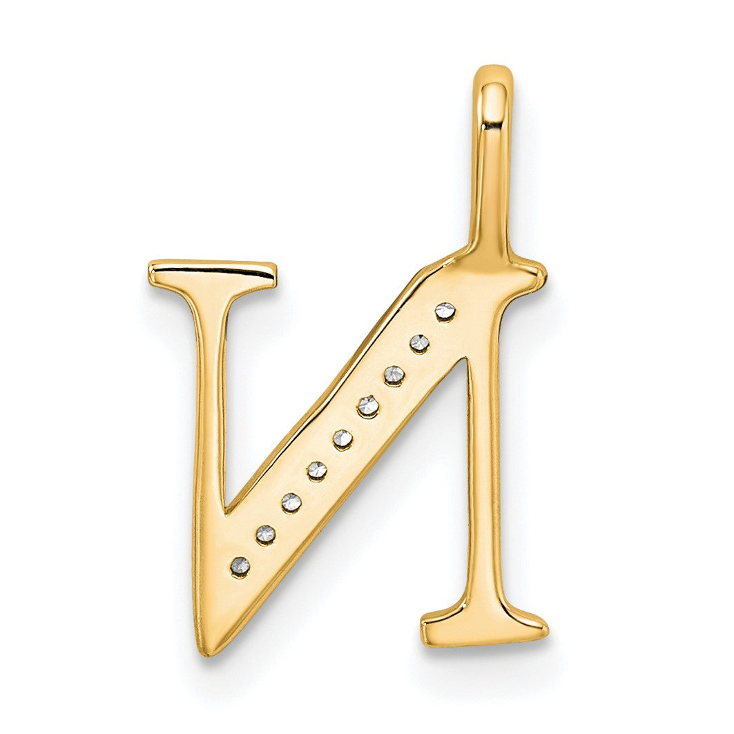 14k Diamond Letter N Initial Pendant