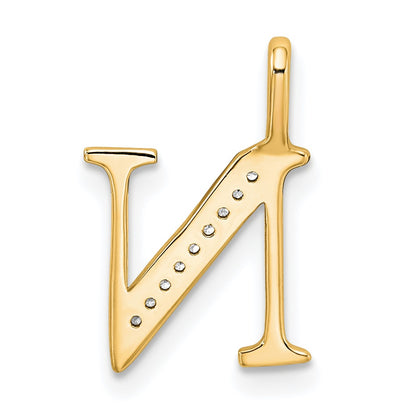 14k Diamond Letter N Initial Pendant