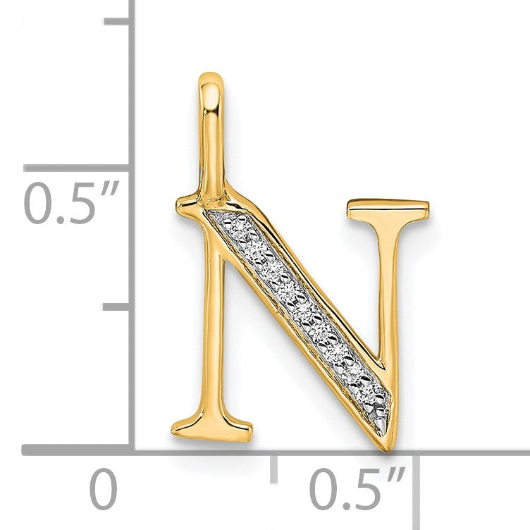 14k Diamond Letter N Initial Pendant