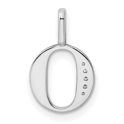 14K White Gold Diamond Letter O Initial Pendant