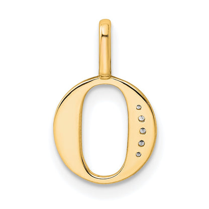 14k Diamond Letter O Initial Pendant