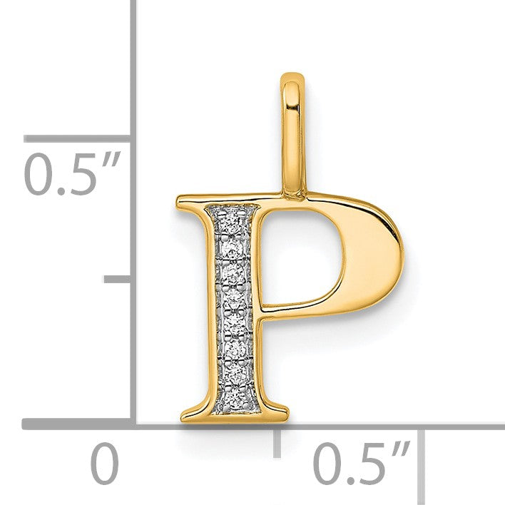 14k Diamond Letter P Initial Pendant